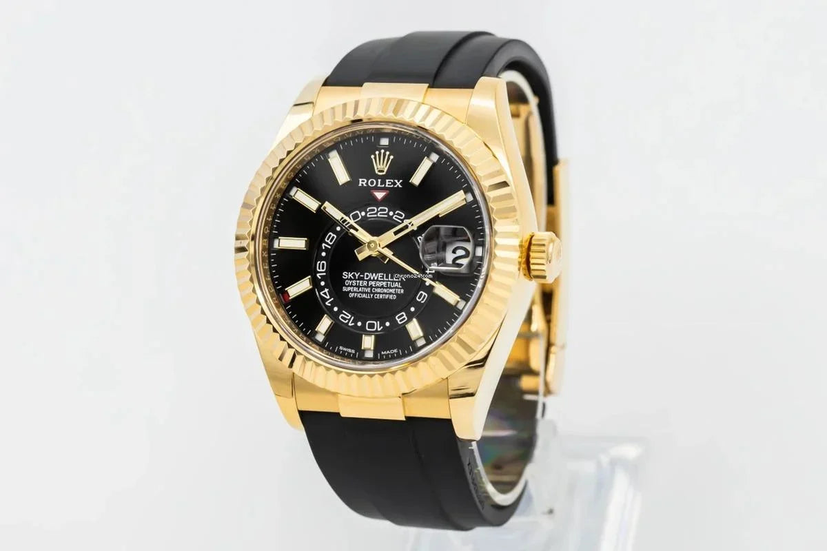 Rolex Sky-Dweller Gold Black Dial with Rubber Strap