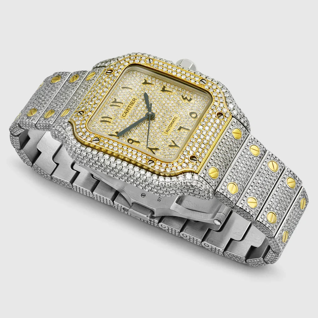 Cartier Santos Bicolor Moissanite With Gold Dial, 35 mm