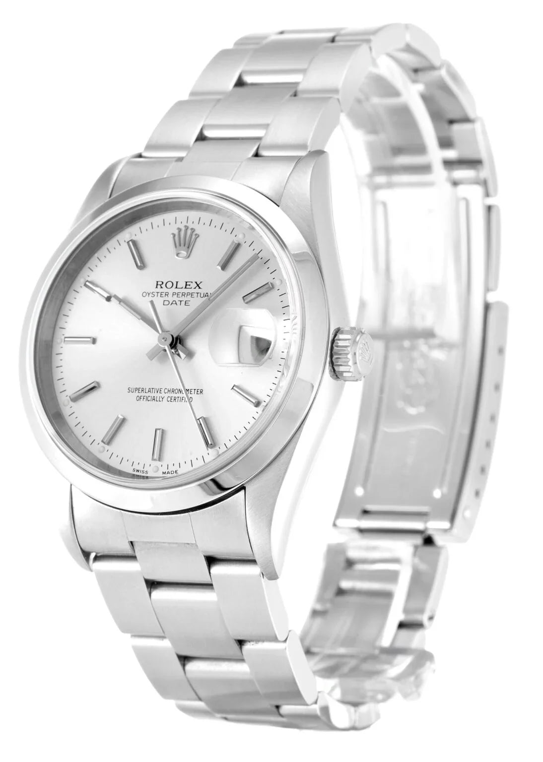 Rolex Oyster Perpetual Date Silver Dial, 34 mm