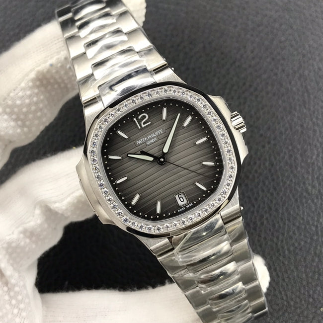 Patek Philippe Nautilus, Diamond Bisel Grey Dial