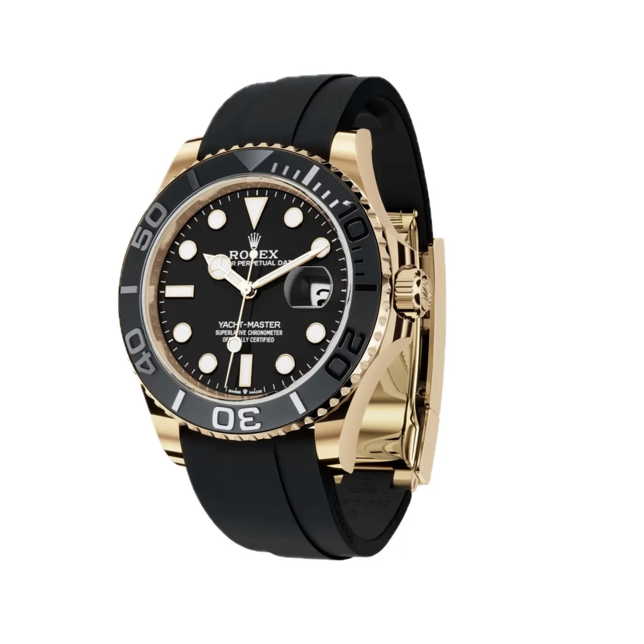 Rolex Yacht Master Oysterflex, Gold with Black Dial, 42mm