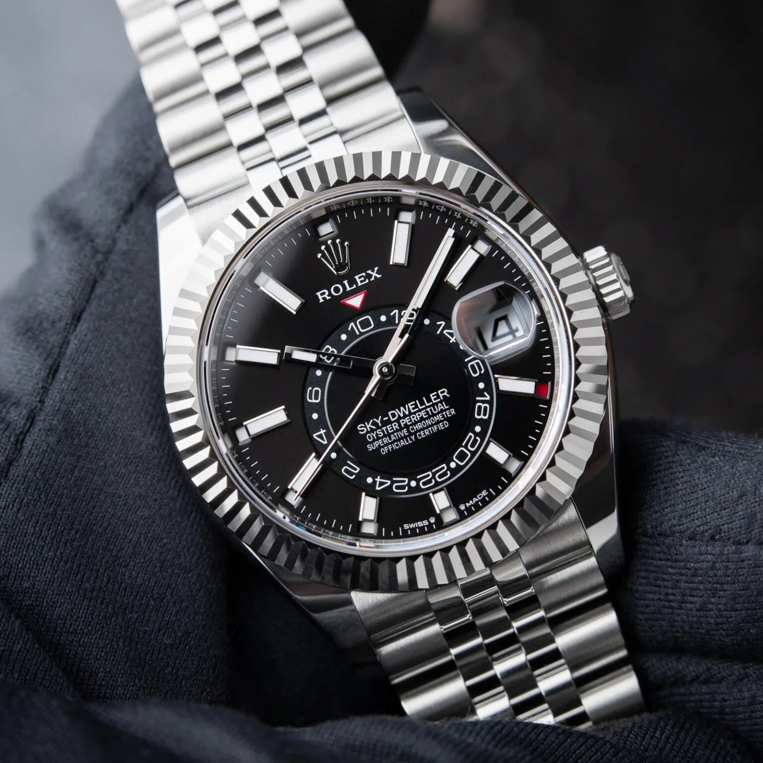 Rolex Sky-Dweller Glossy Black Dial Jubilee