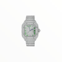 Cartier Santos Moissanite With Green Roman Numerals, 40 mm