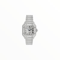 Cartier Santos Moissanite with Iced Black Roman Numerals, 35mm
