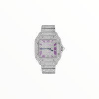 Cartier Santos Moissanite With Violet Roman Numerals, 40 mm