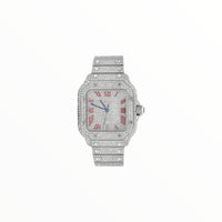 Cartier Santos Moissanite With Red Roman Numerals, 40 mm