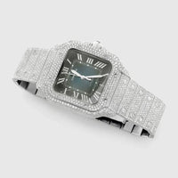 Cartier Santos, 40mm Watch, Moissanite, Blue Dial