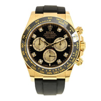 Rolex Daytona Black Dial, Yellow Gold With Rubber Strap
