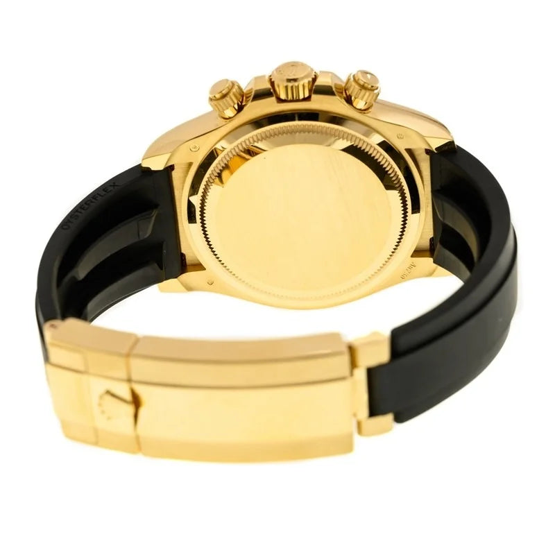Rolex Daytona Black Dial, Yellow Gold With Rubber Strap