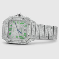 Cartier Santos Moissanite With Green Roman Numerals, 40 mm
