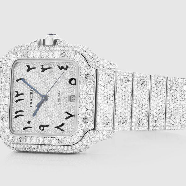 Cartier Santos Black Moissanite with Arabic Numerals, 40 mm