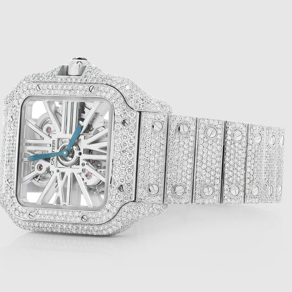 Cartier Santos Skeleton Moissanite