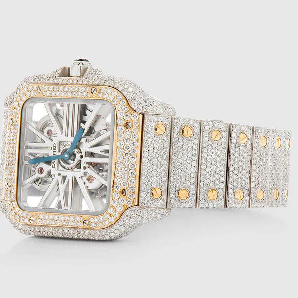 Cartier Santos Two-Tone Skeleton Moissanite, 40mm