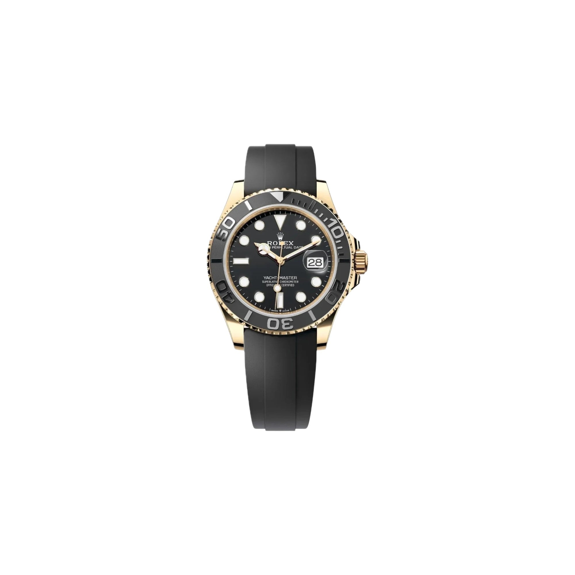 Rolex Yacht Master Oysterflex, Gold with Black Dial, 42mm