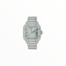 Cartier Santos Moissanite With Green Roman Numerals, 40 mm