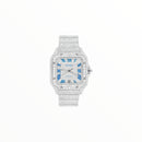 Cartier Santos Moissanite With Blue Roman Numerals, 40 mm