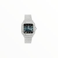 Cartier Santos, 40mm Watch, Moissanite, Blue Dial