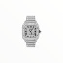Cartier Santos, 40mm Watch, Moissanite, Black Roman Numerals
