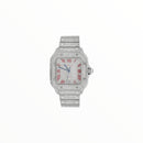 Cartier Santos Moissanite With Red Roman Numerals, 40 mm